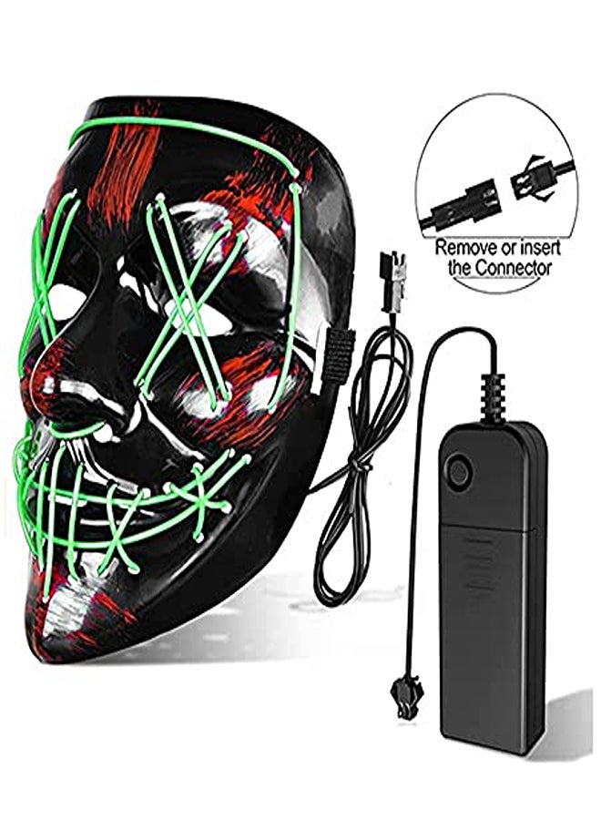 قناع مضيء بتقنية LED للهالوين – قناع متوهج مخيف للرجال والنساء والأطفال - Image 2